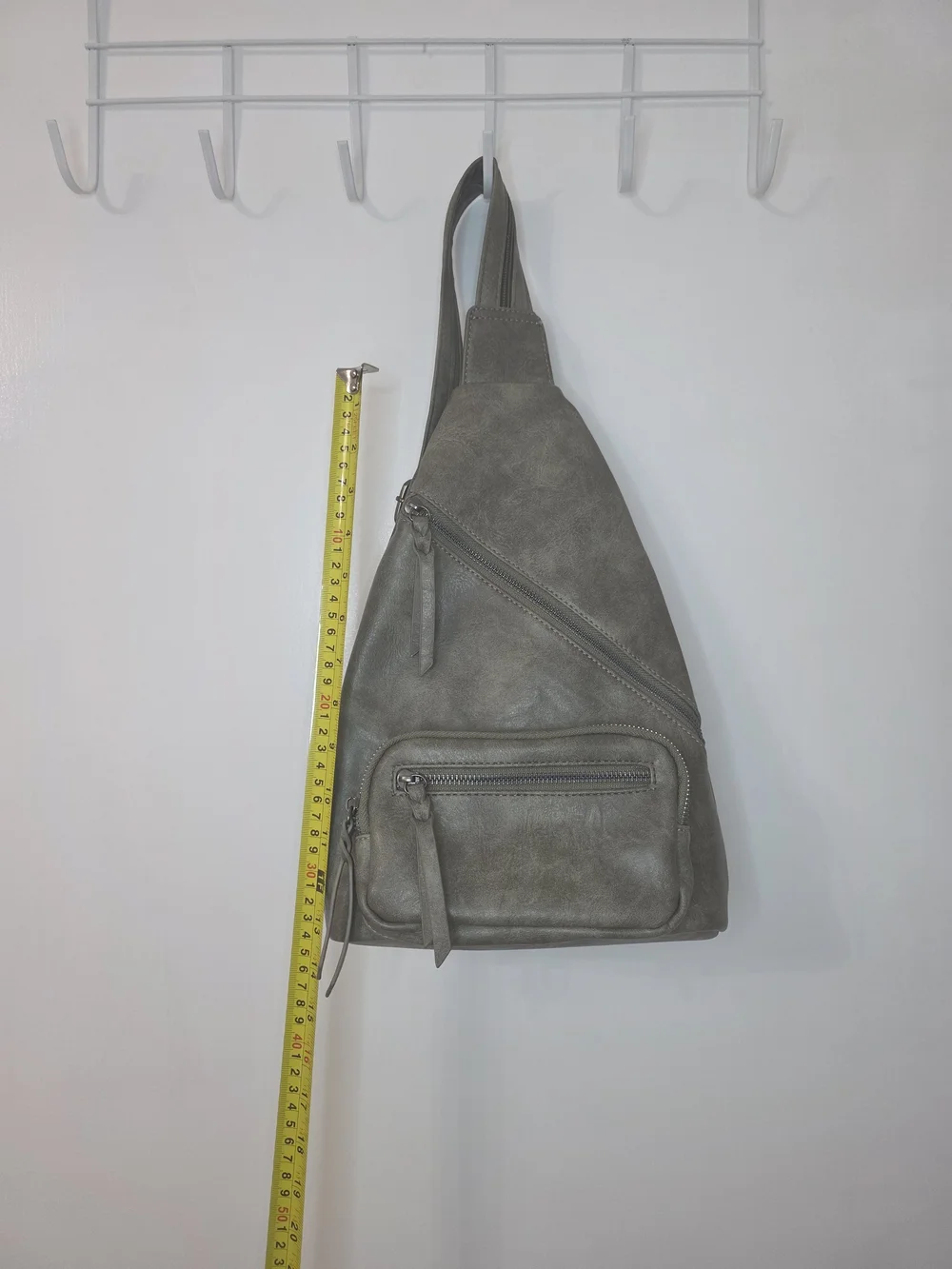 Womans Green Faux Leather Sling Backpack